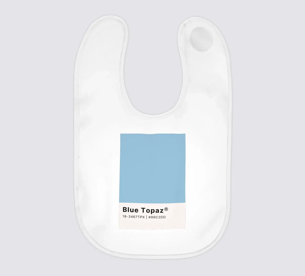 Blue Topaz Pantone Color Code Minimalist Print baby bib by homdeco