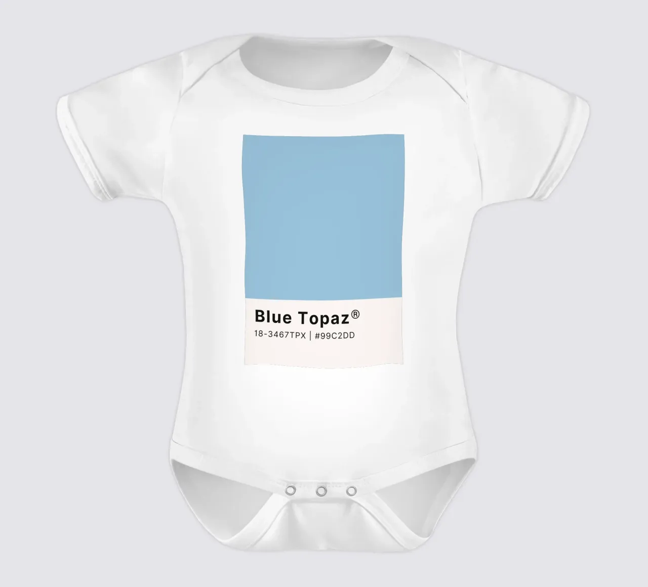 Blue Topaz Pantone Color Code Minimalist Print short-sleeve baby romper by homdeco