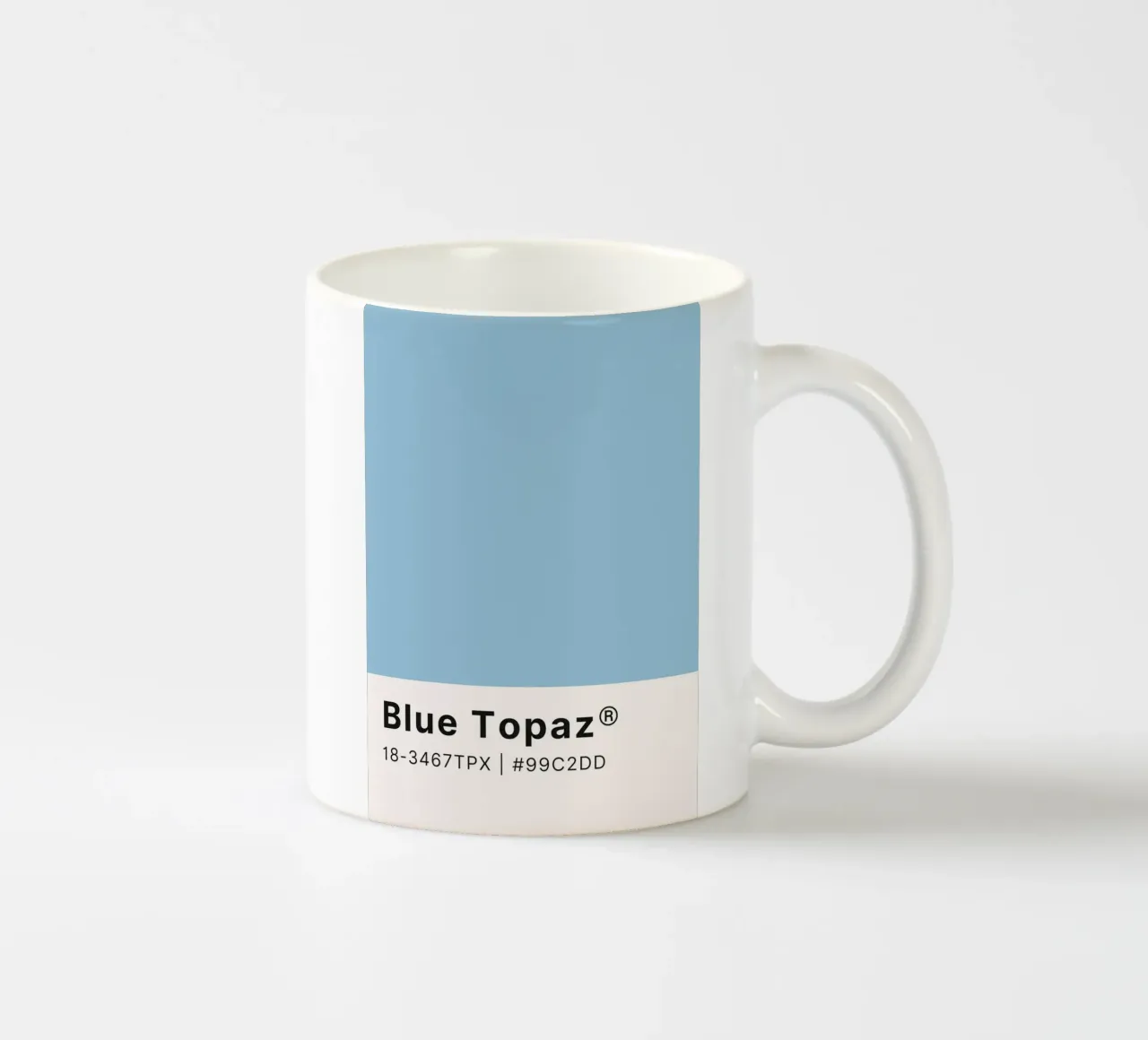 Blauwe Topaas Pantone Kleurencode Minimalistische Print keramische mok van homdeco