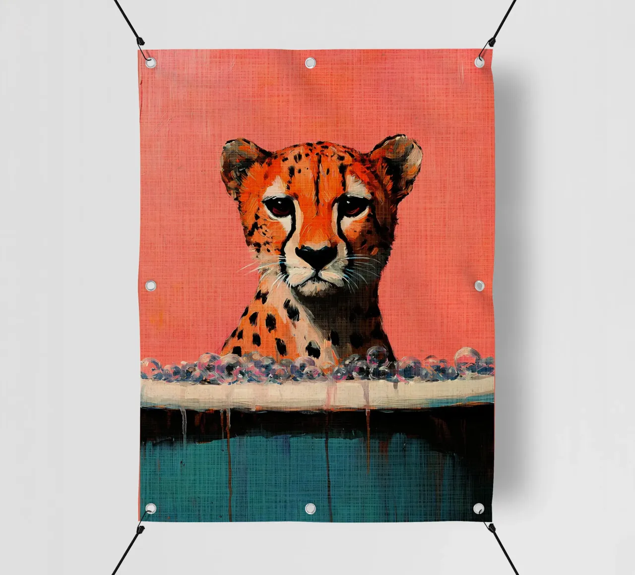 Ghepardo in un bagno di schiuma telo in pvc da Shawna Studio