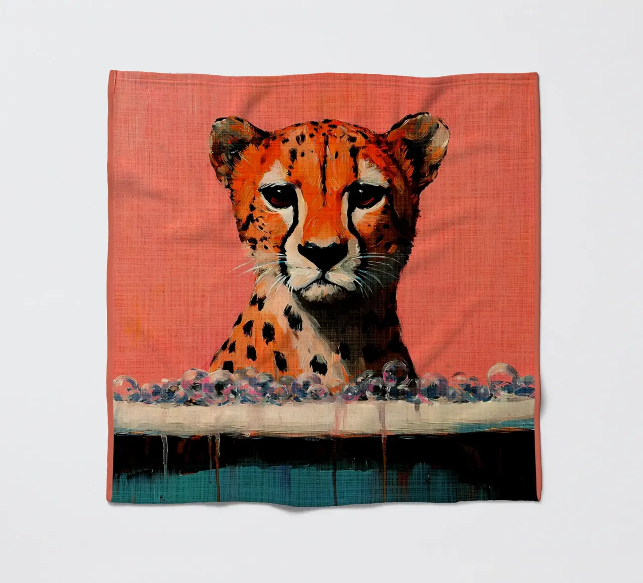 Ghepardo in un bagno di schiuma coperta in pile da Shawna Studio