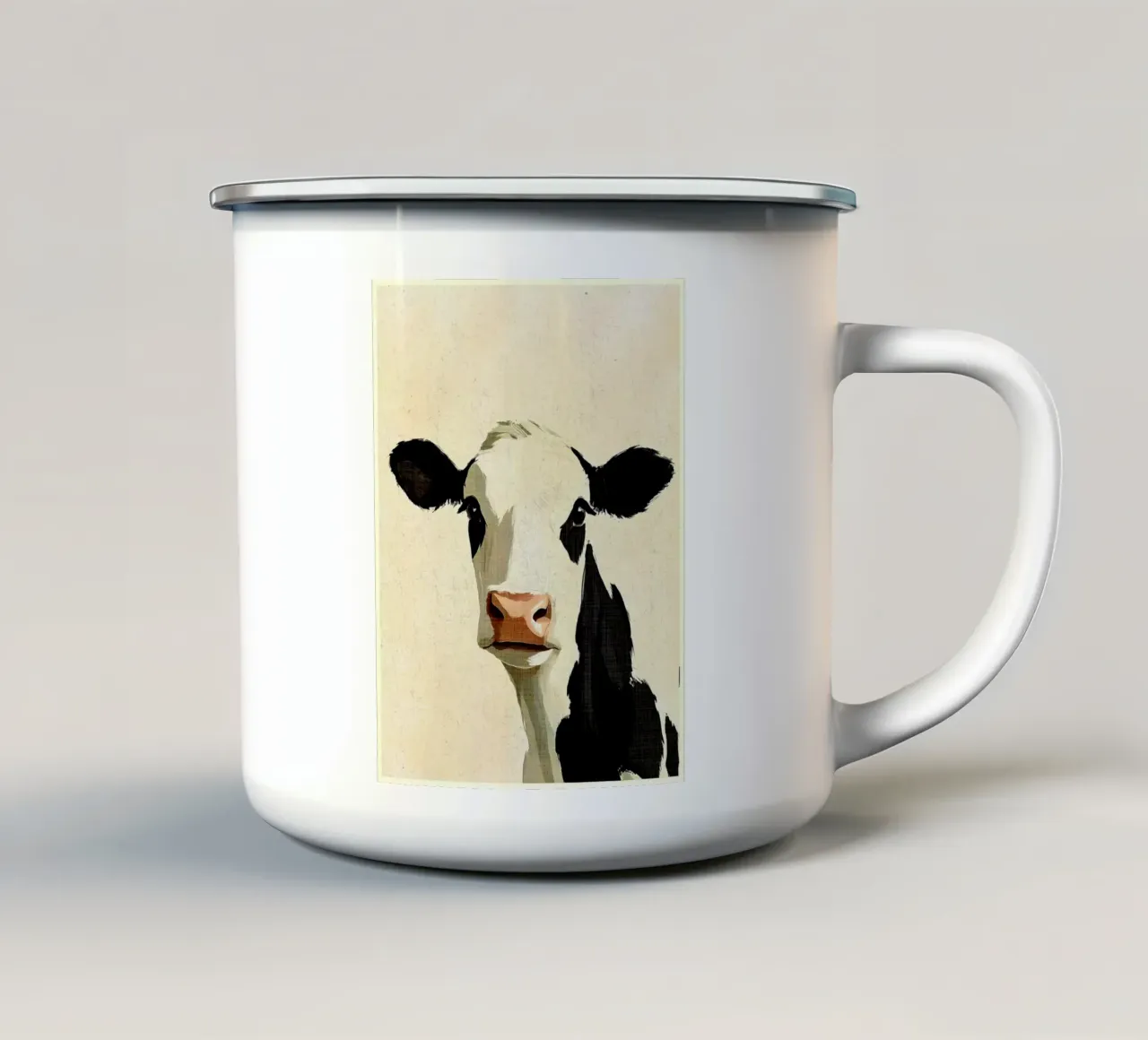 Ritratto di mucca tazza in smalto da Shawna Studio