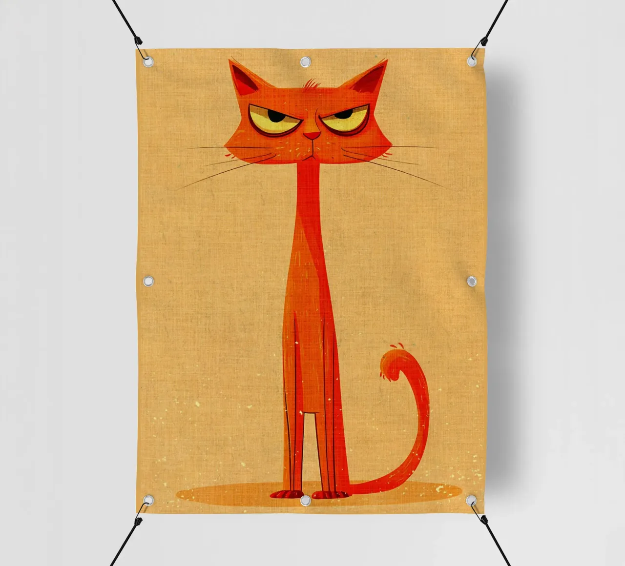 Gatto arancione brontolone telo in pvc da Shawna Studio