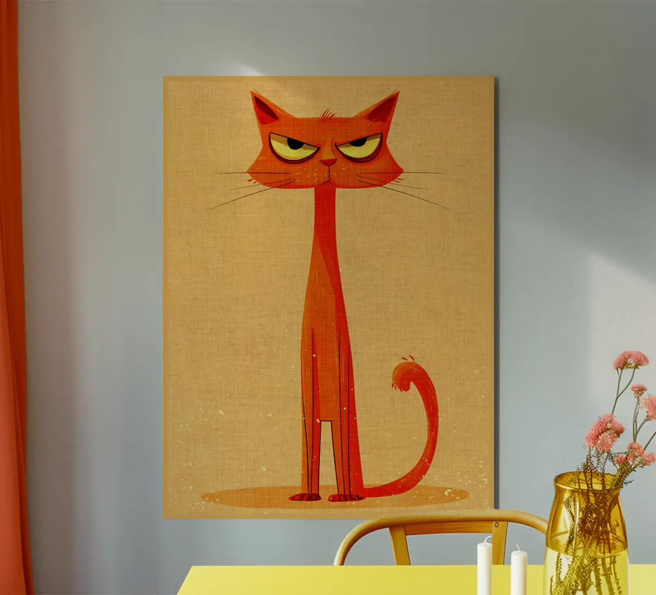 Gatto arancione brontolone alluminio dibond da Shawna Studio