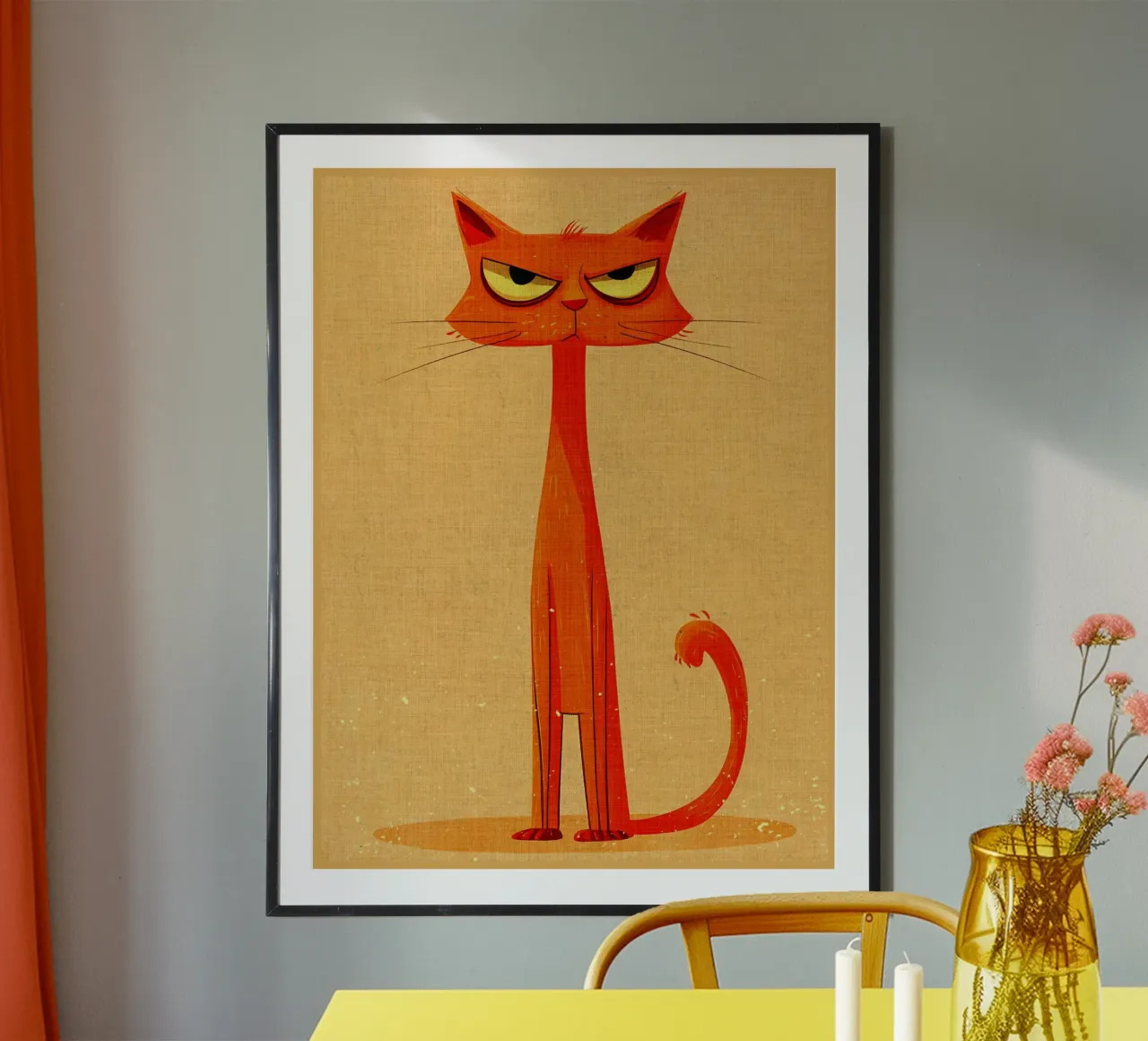 Gatto arancione brontolone carta hahnemühle da Shawna Studio