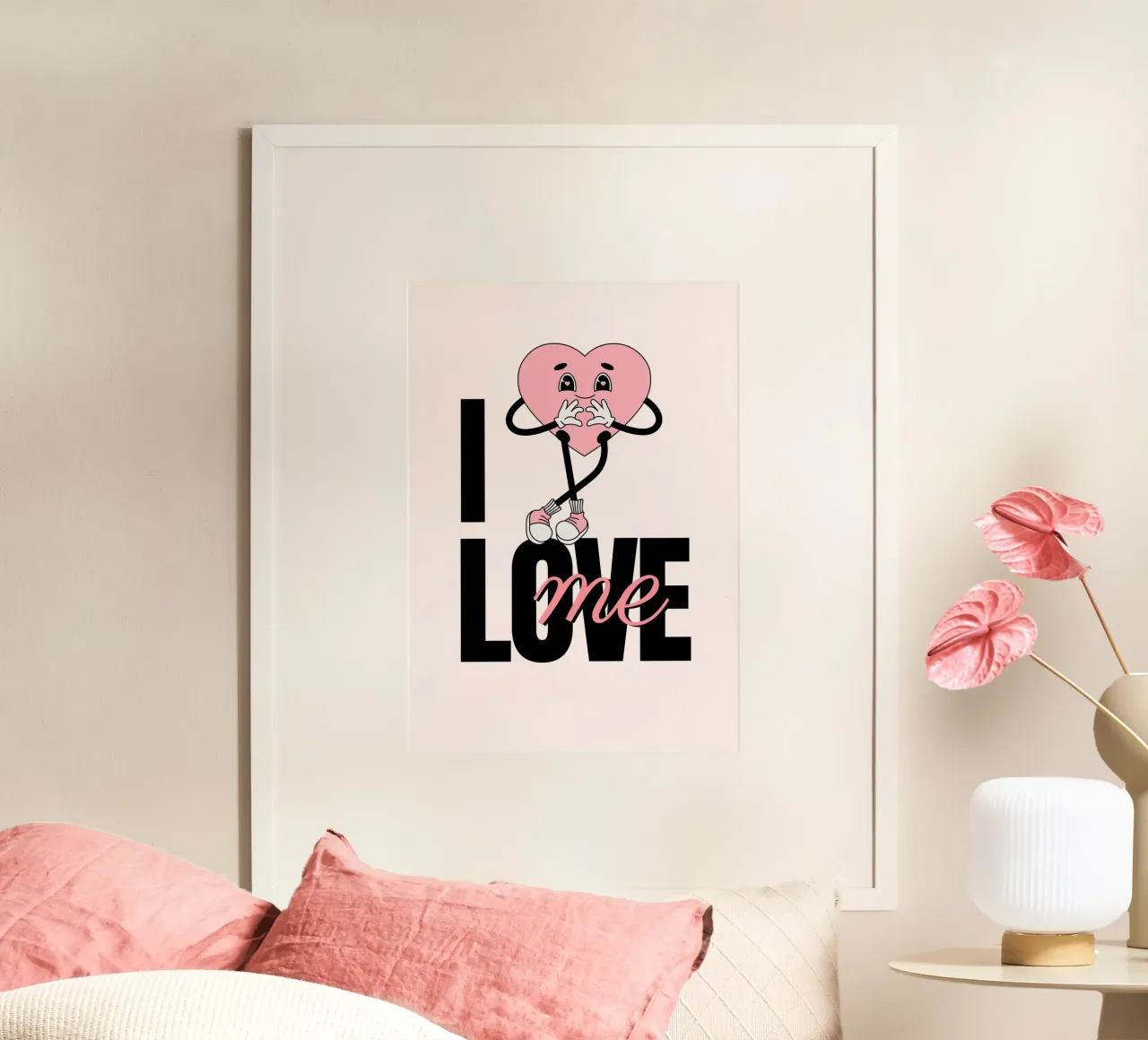"Ich liebe mich" Selbstliebe Herz Cartoon Druck Poster von homdeco