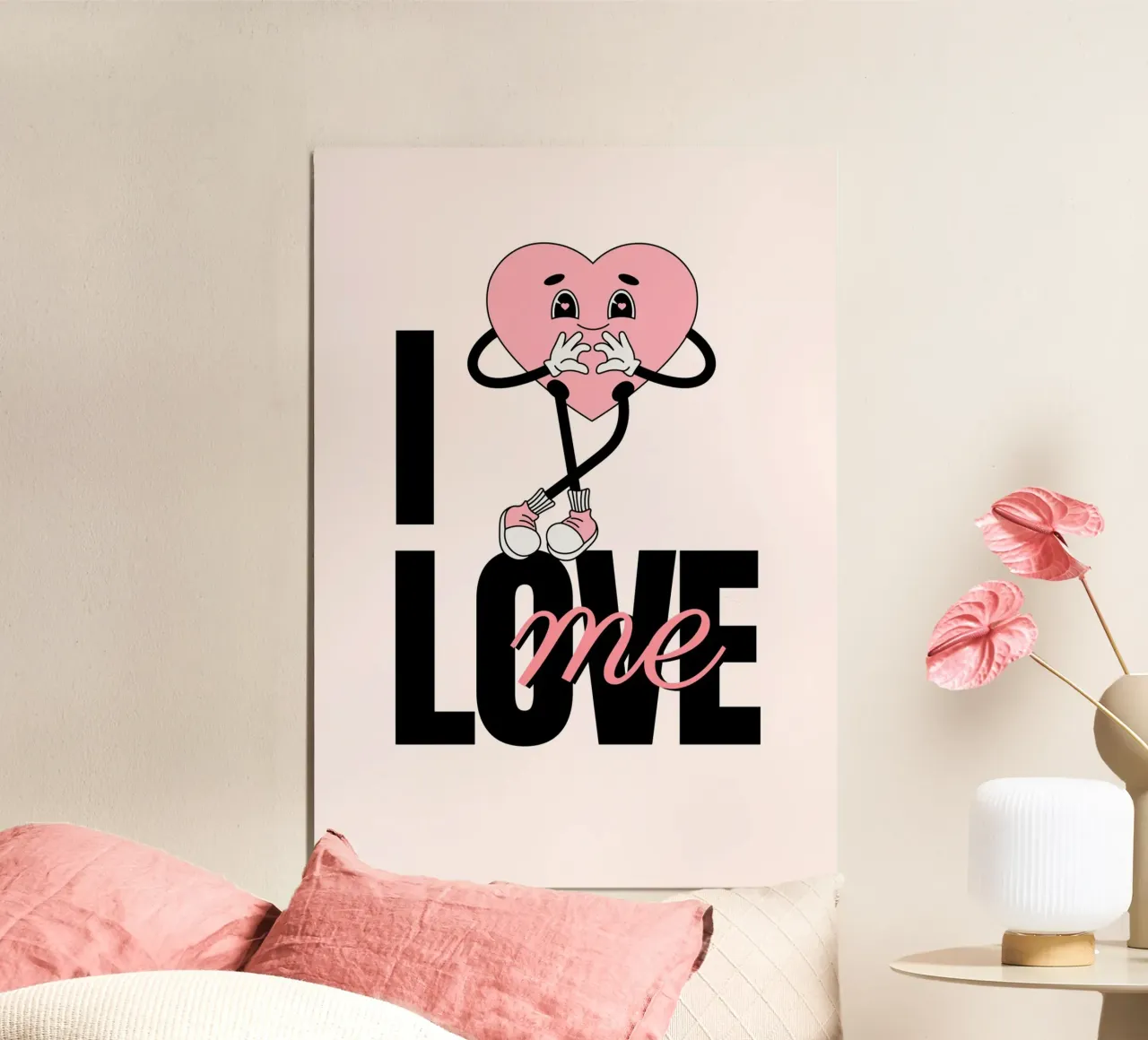 "Ich liebe mich" Selbstliebe Herz Cartoon Druck Poster von homdeco