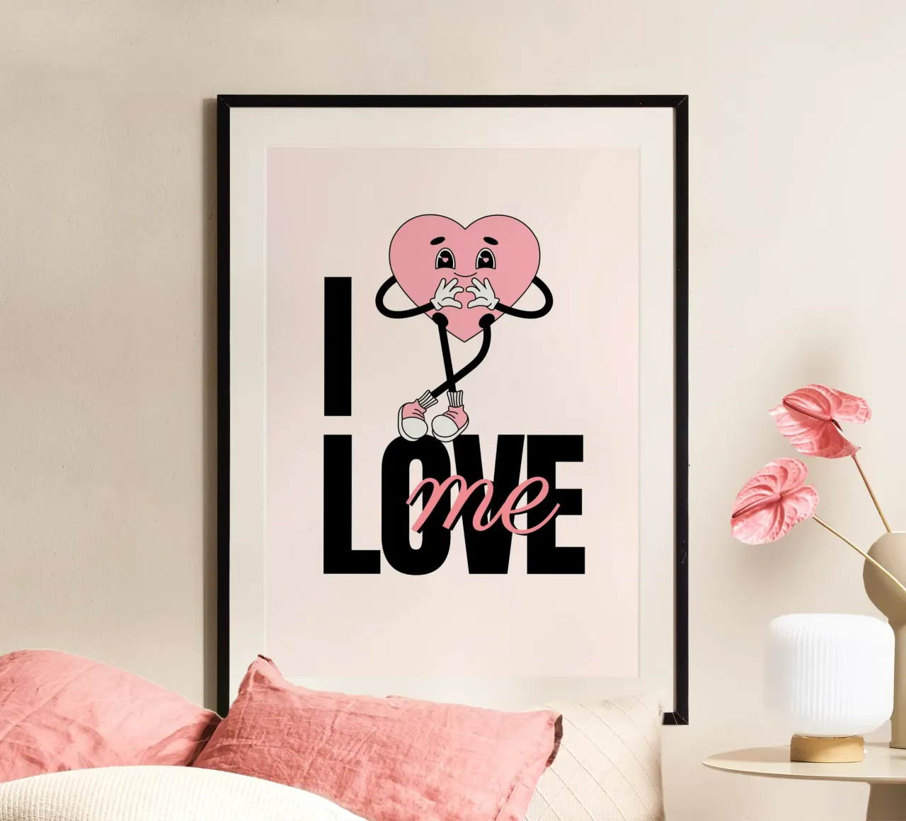 "Ich liebe mich" Selbstliebe Herz Cartoon Druck Poster von homdeco
