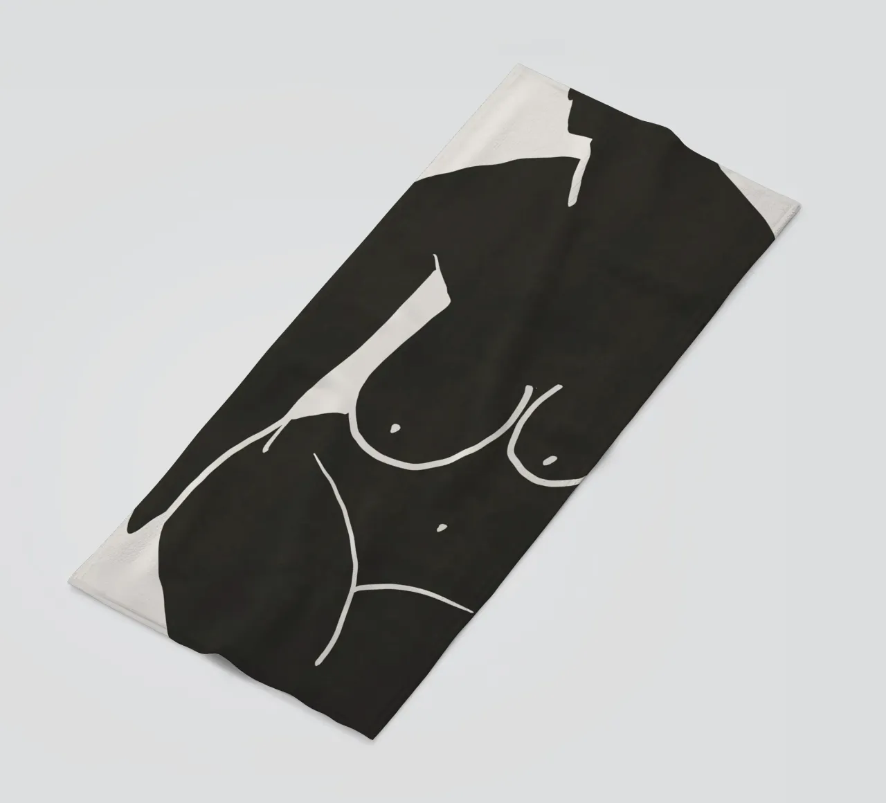 Model in black beach towel by Little Dean