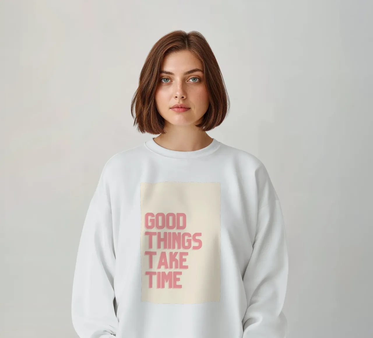 "Gut Ding will Weile haben" Minimalistisches Rosa Zitat Sweatshirt von homdeco