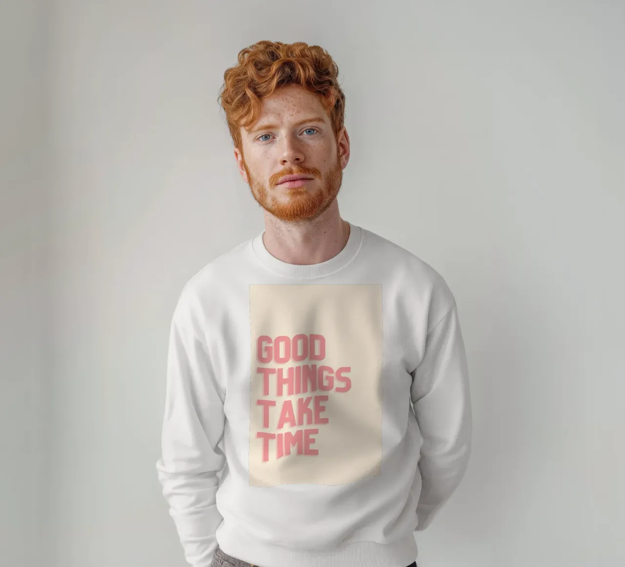 "Gut Ding will Weile haben" Minimalistisches Rosa Zitat Sweatshirt von homdeco