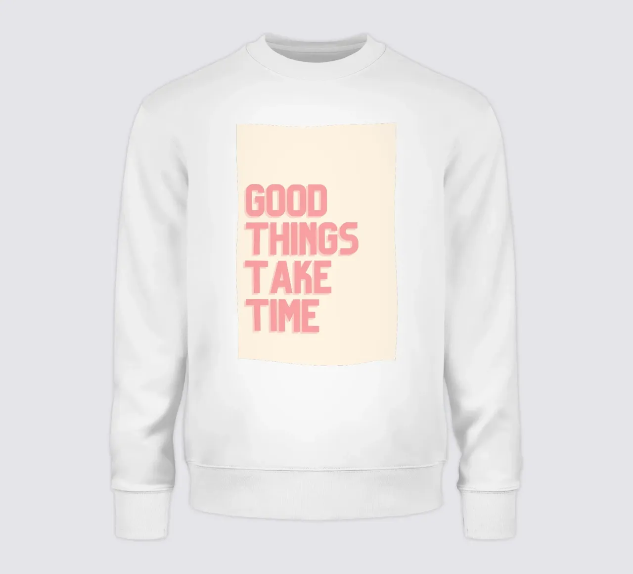 "Gut Ding will Weile haben" Minimalistisches Rosa Zitat Sweatshirt von homdeco