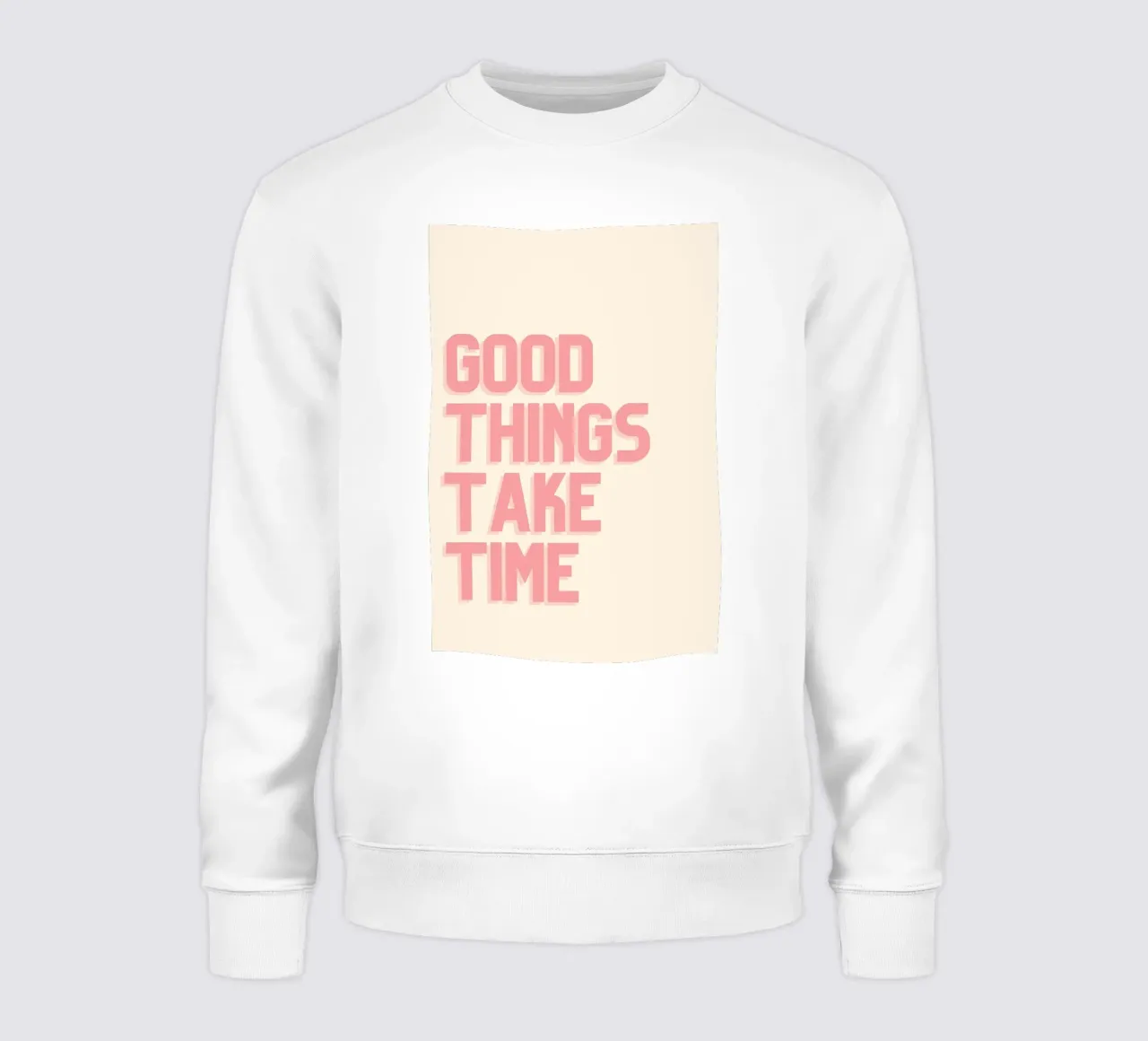 "Gut Ding will Weile haben" Minimalistisches Rosa Zitat Sweatshirt von homdeco