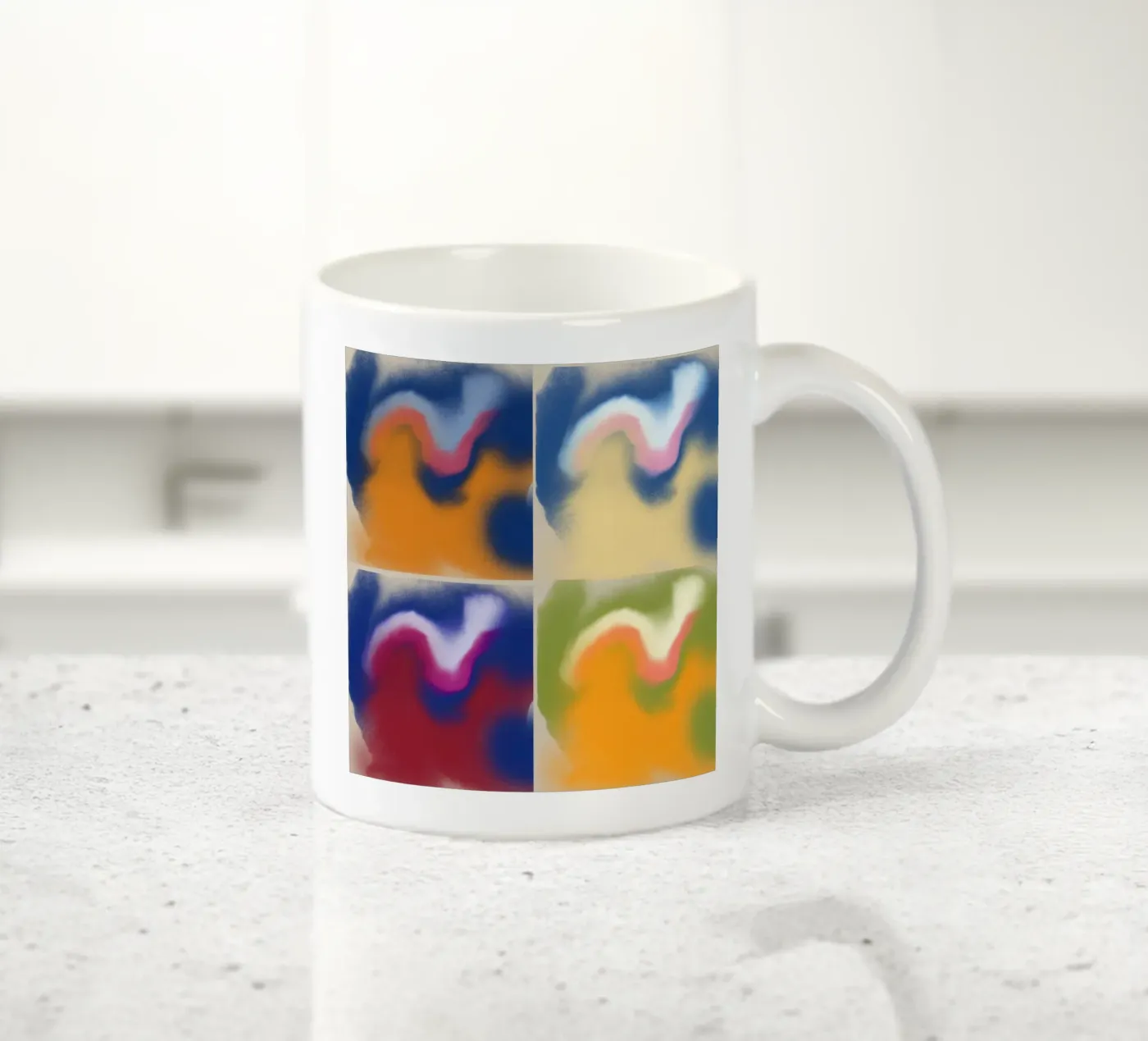 Fluidity square ceramic mug by Little Dean