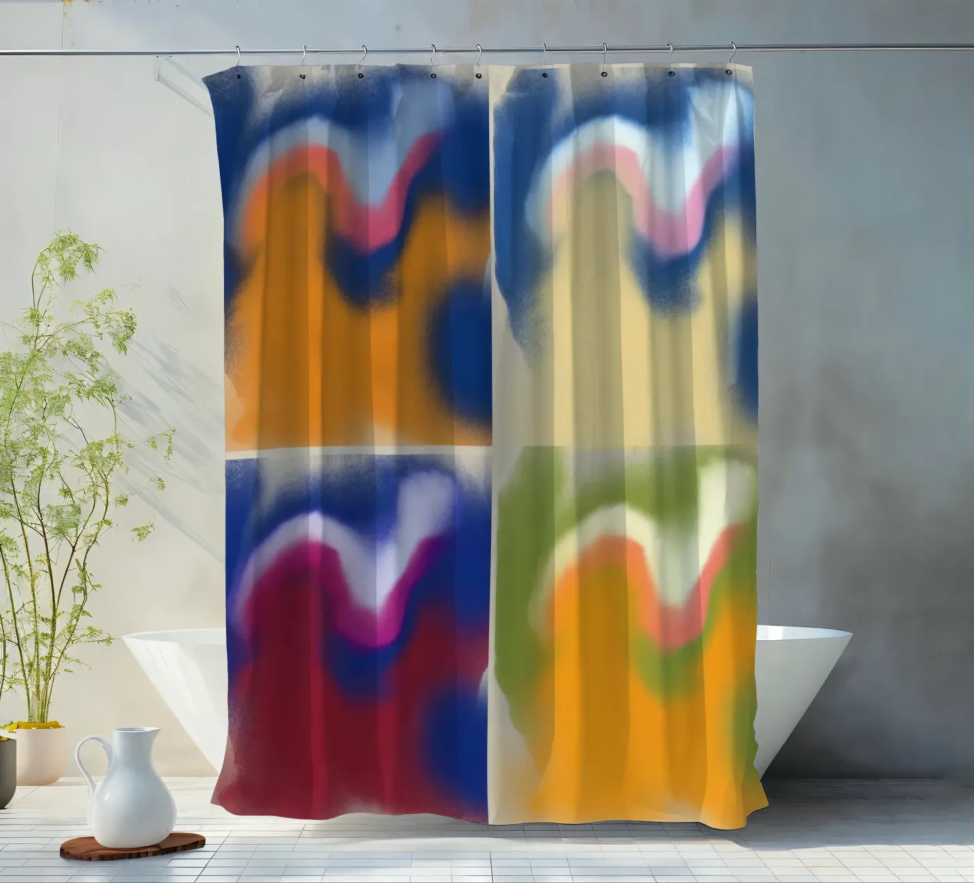 Fluidity square shower curtain by Little Dean