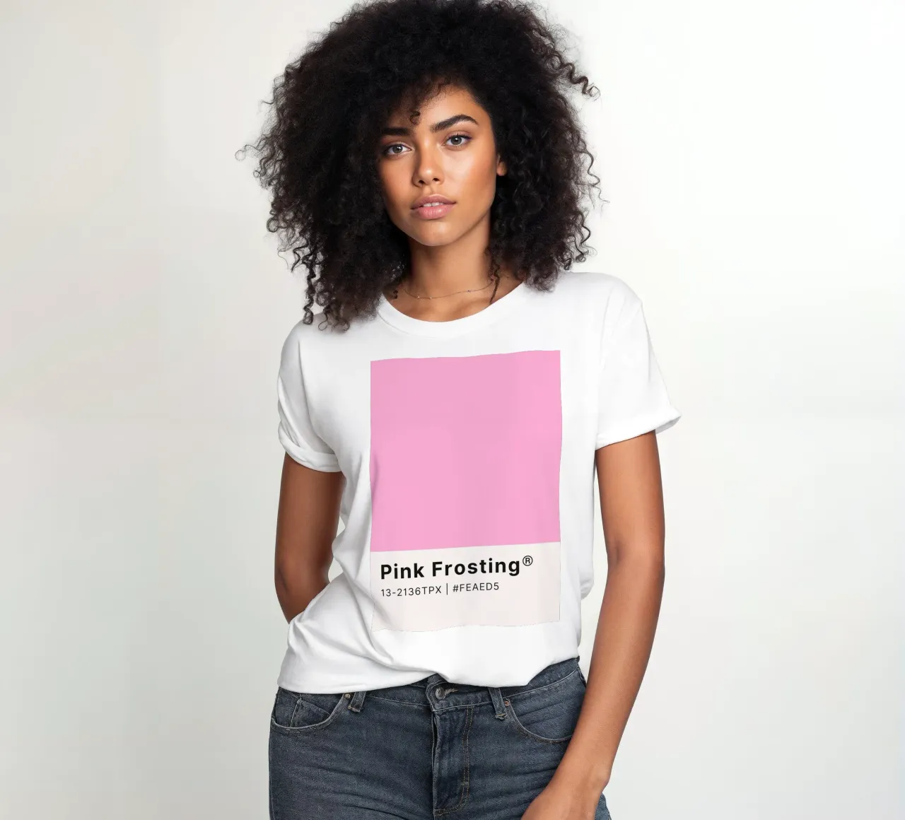 Pink Frosting Pantone Color Code Minimalist Print women's fitted t-shirt by homdeco
