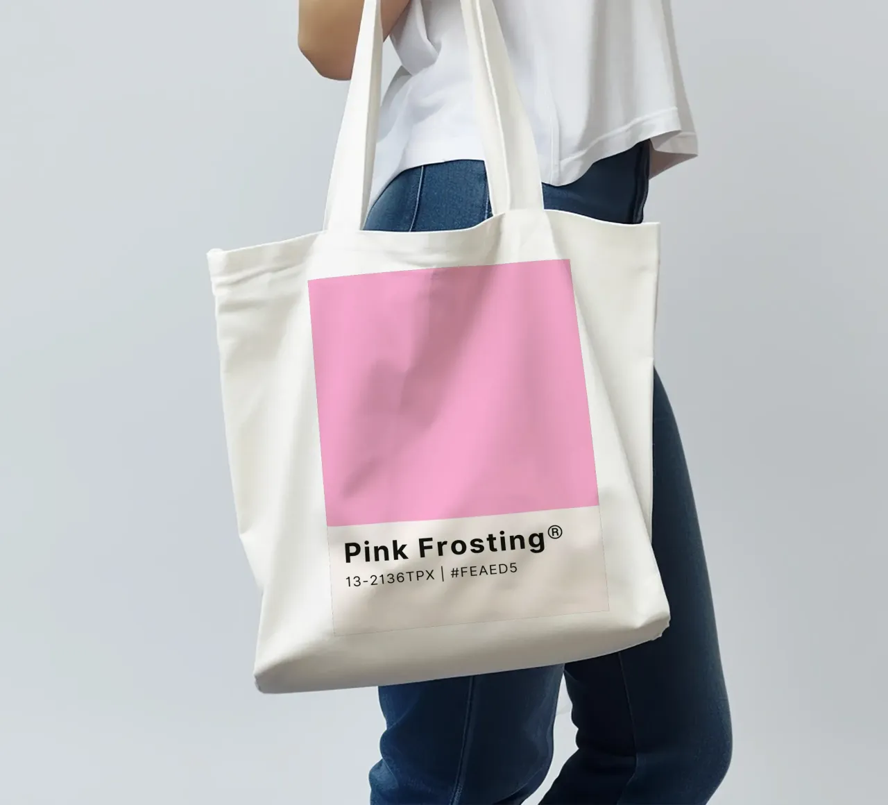 Pink Frosting Pantone Color Code Minimalist Print tote bag by homdeco