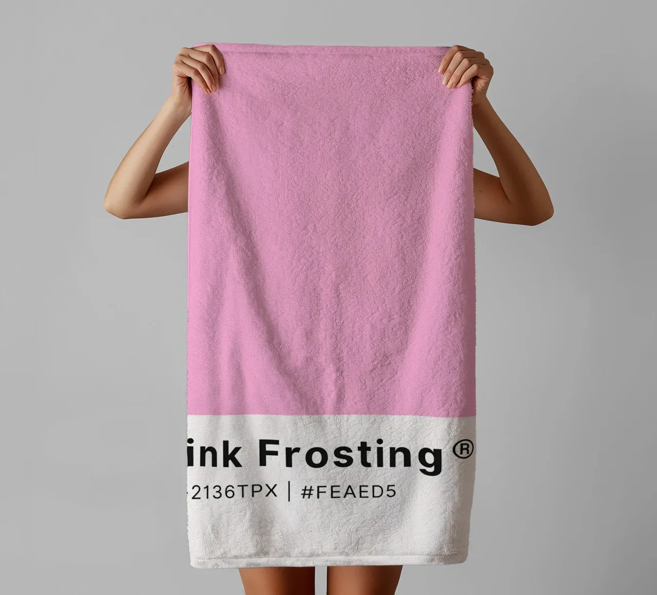 Pink Frosting Pantone Color Code Minimalist Print towel by homdeco