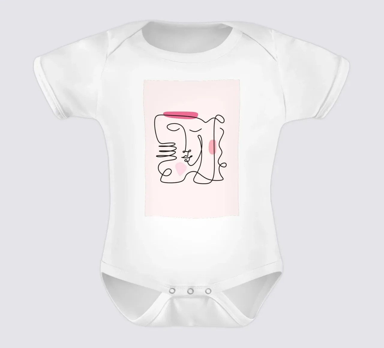 Abstract Face Continuous Line Art Print short-sleeve baby romper by homdeco