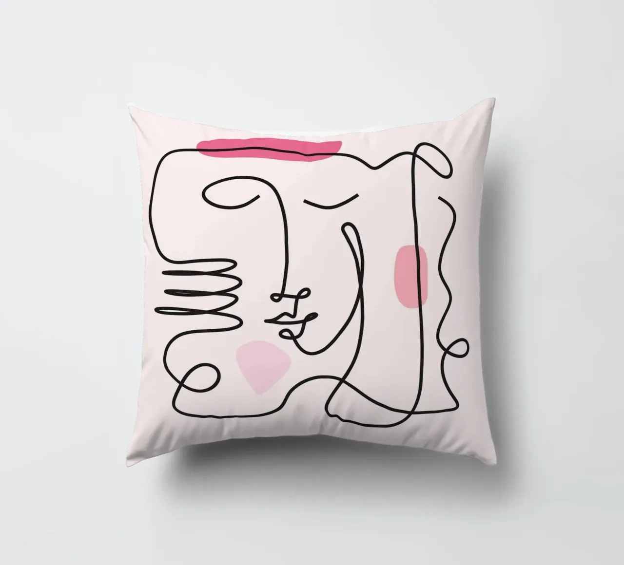 Abstract Face Continuous Line Art Print decorative cushion by homdeco