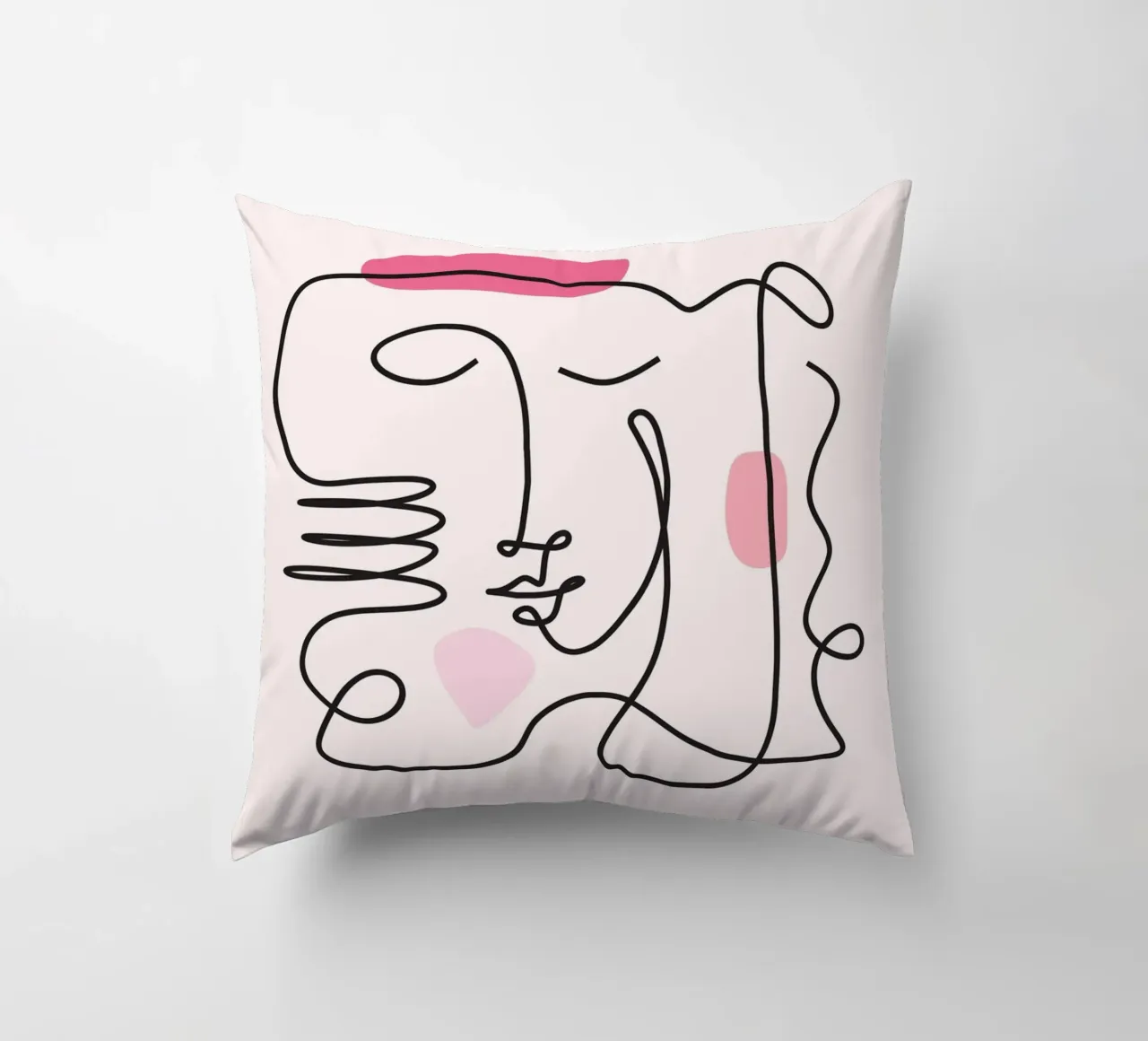 Abstract Face Continuous Line Art Print decorative cushion by homdeco