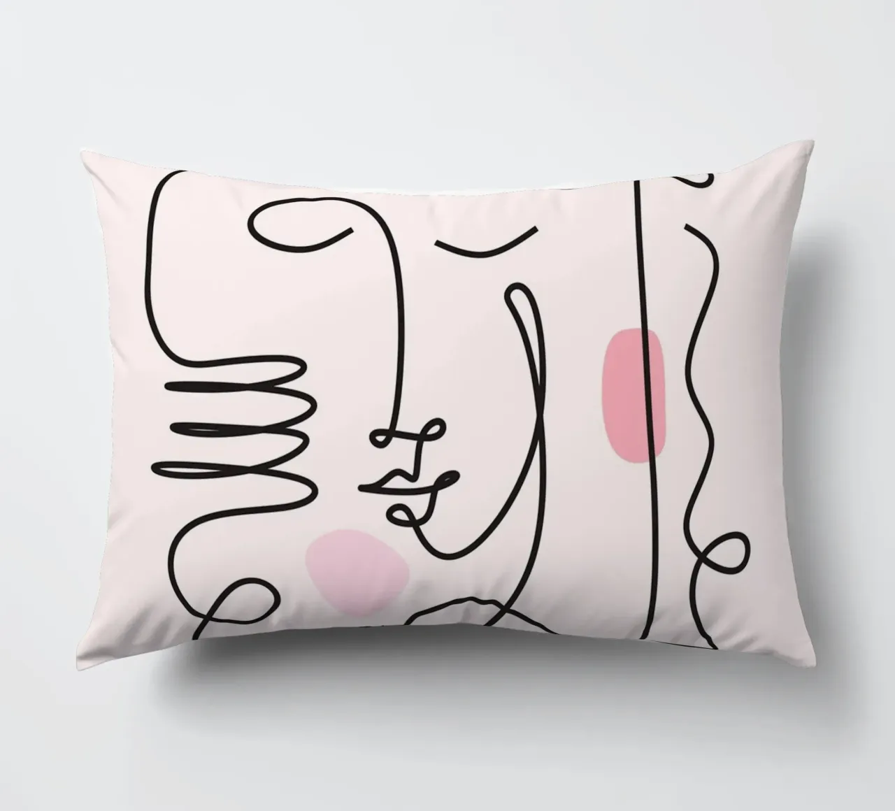 Abstract Face Continuous Line Art Print decorative cushion by homdeco