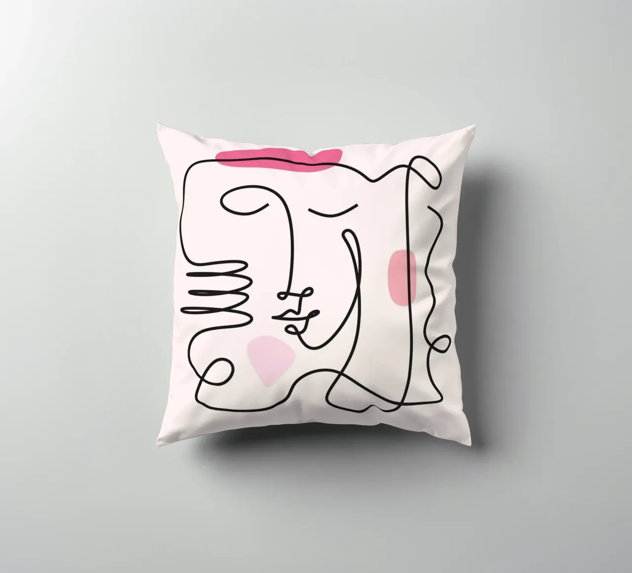 Abstract Face Continuous Line Art Print decorative cushion by homdeco
