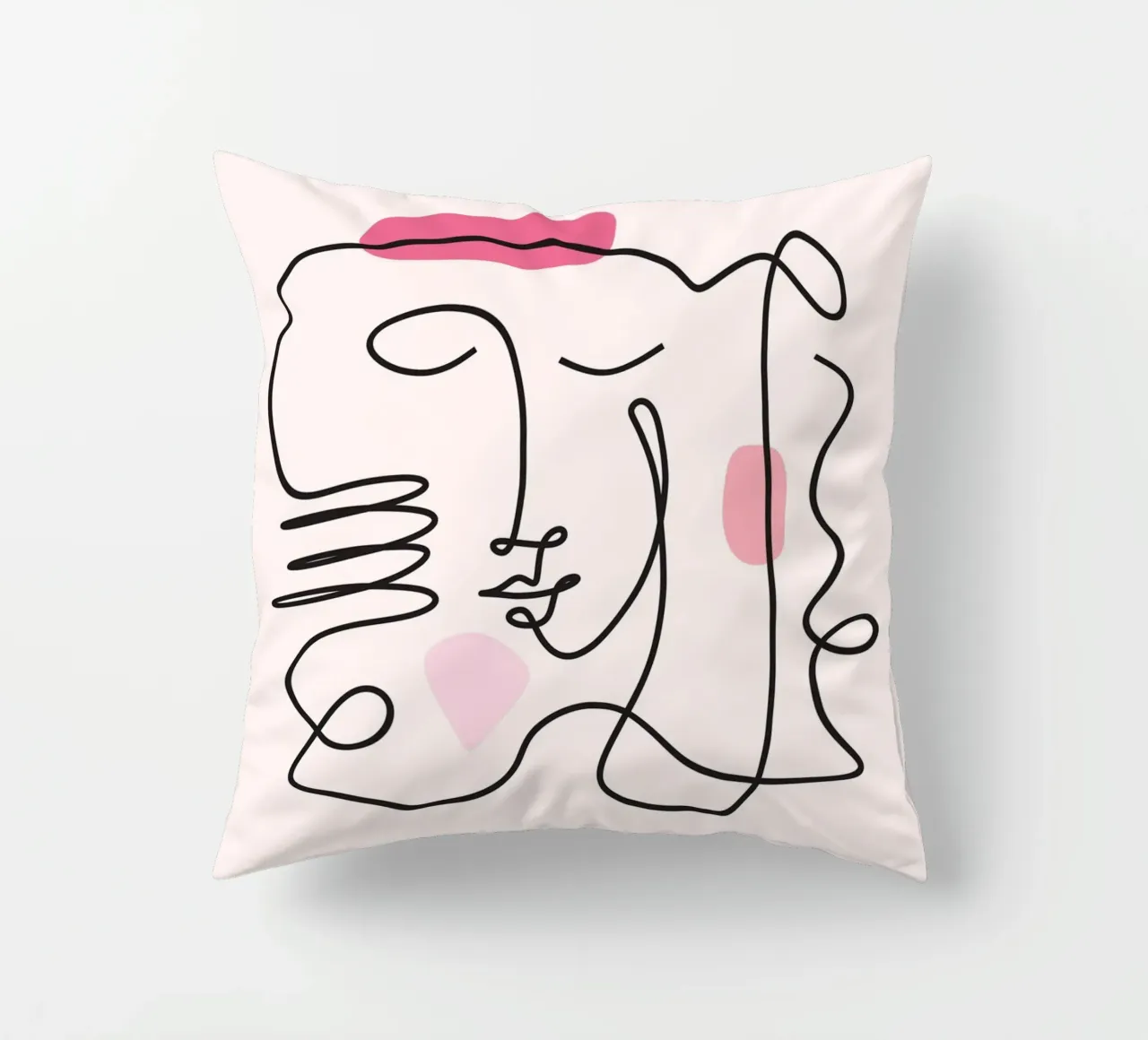 Abstract Face Continuous Line Art Print decorative cushion by homdeco