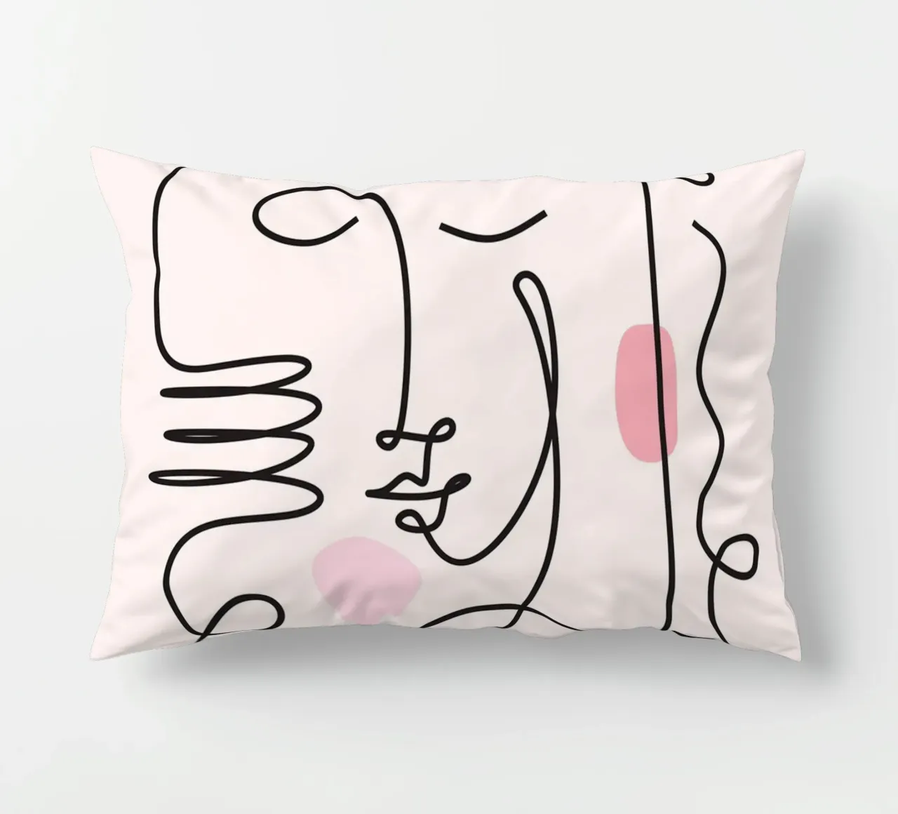 Abstract Face Continuous Line Art Print decorative cushion by homdeco