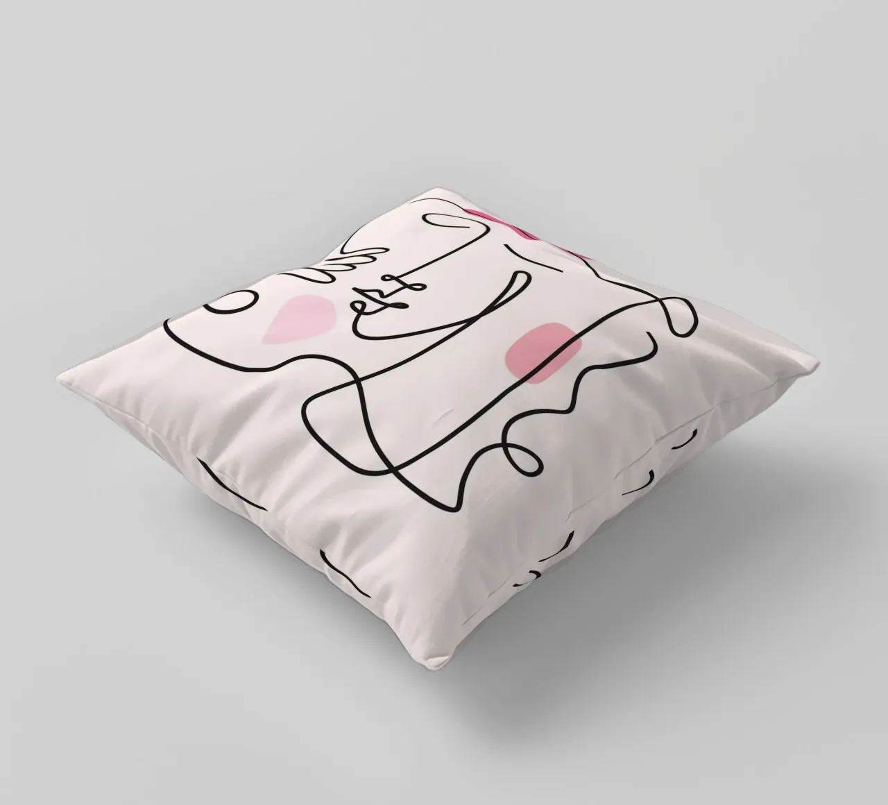 Abstract Face Continuous Line Art Print decorative cushion by homdeco