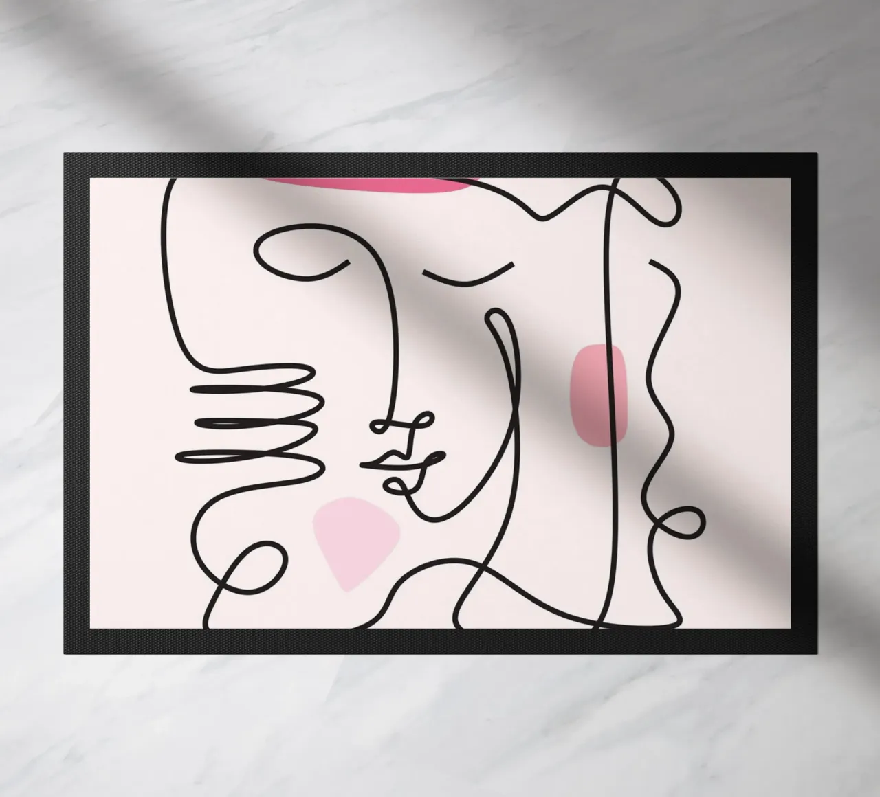 Abstract Face Continuous Line Art Print doormat by homdeco