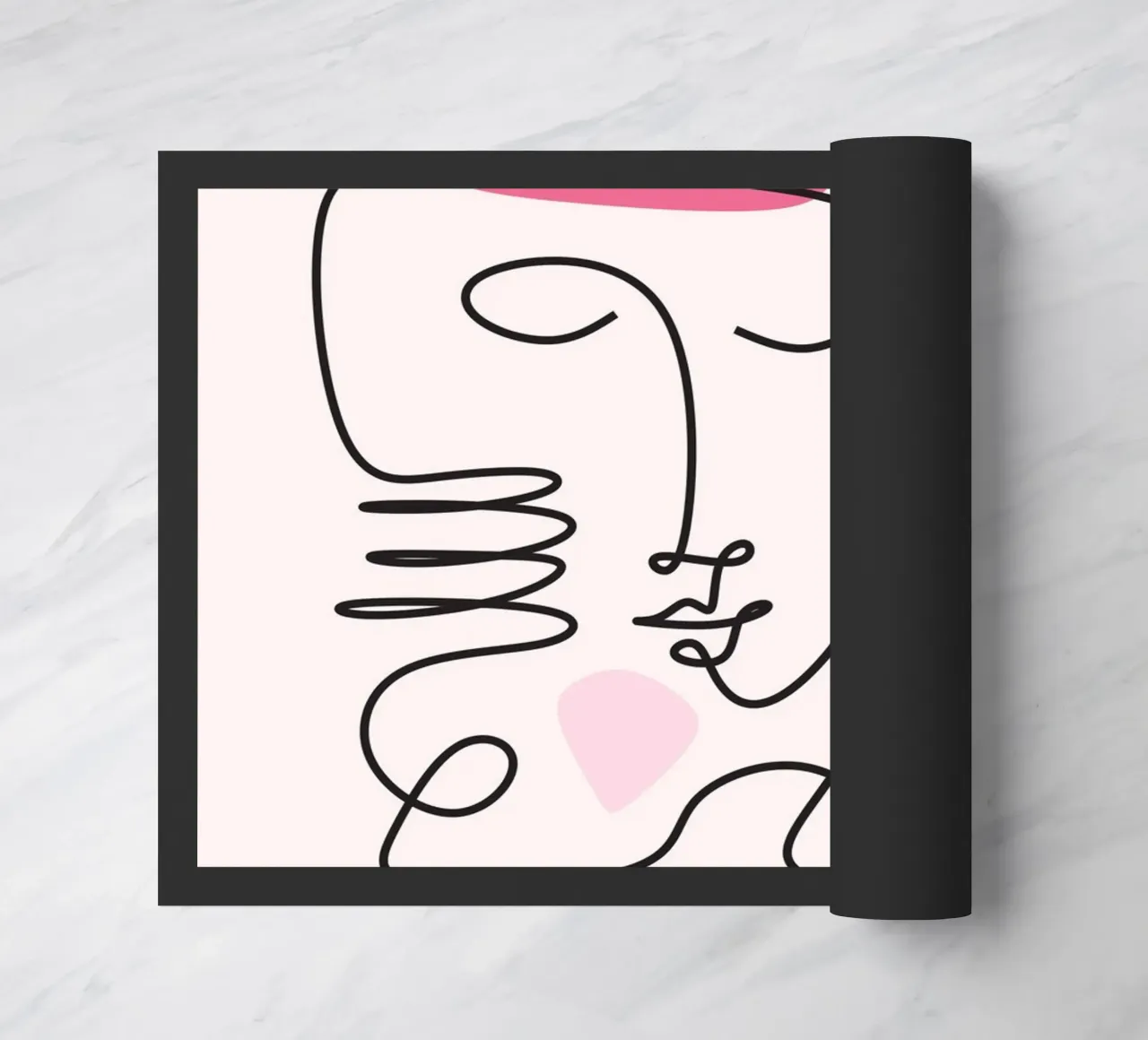 Abstract Face Continuous Line Art Print doormat by homdeco