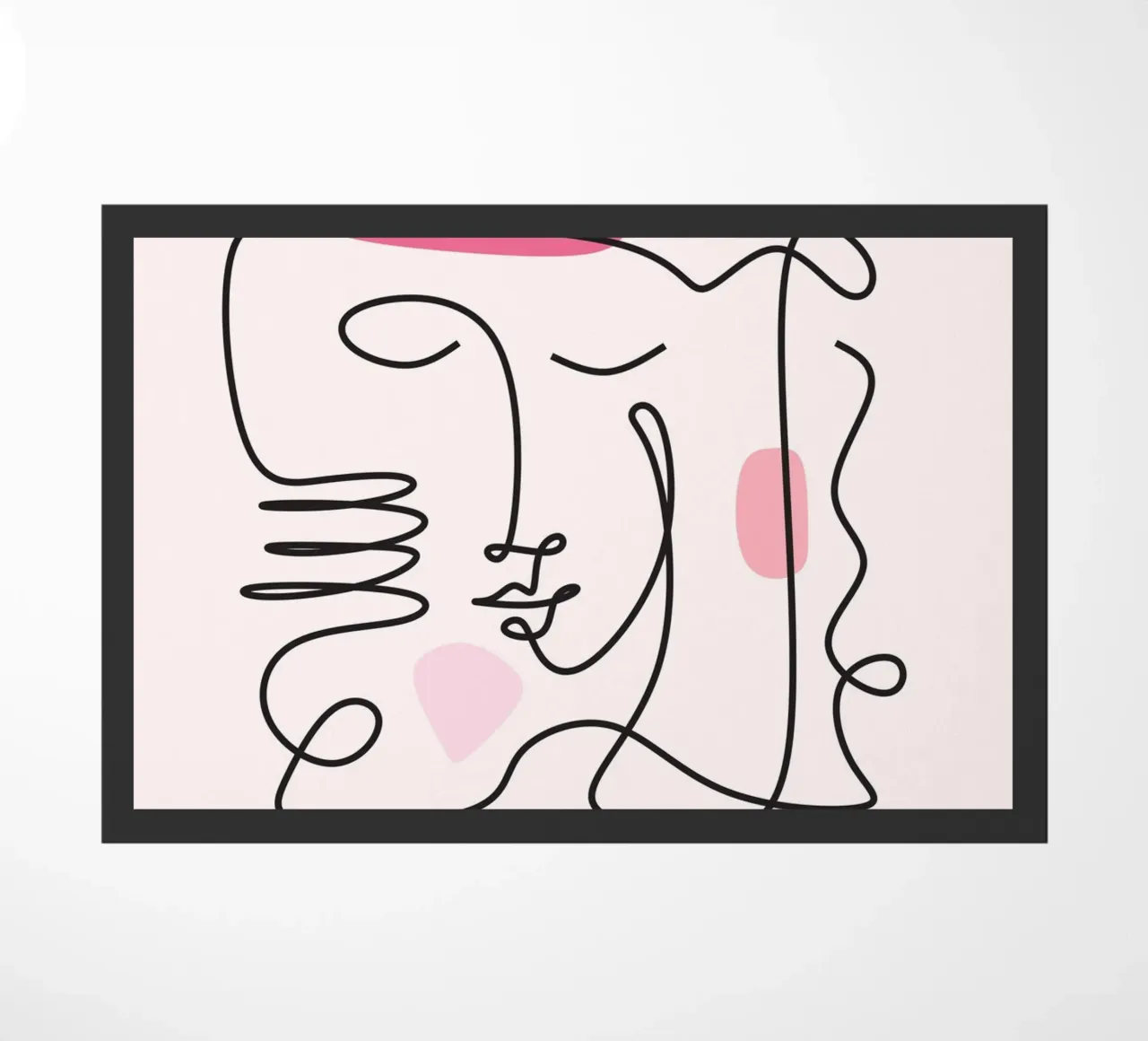 Abstract Face Continuous Line Art Print doormat by homdeco