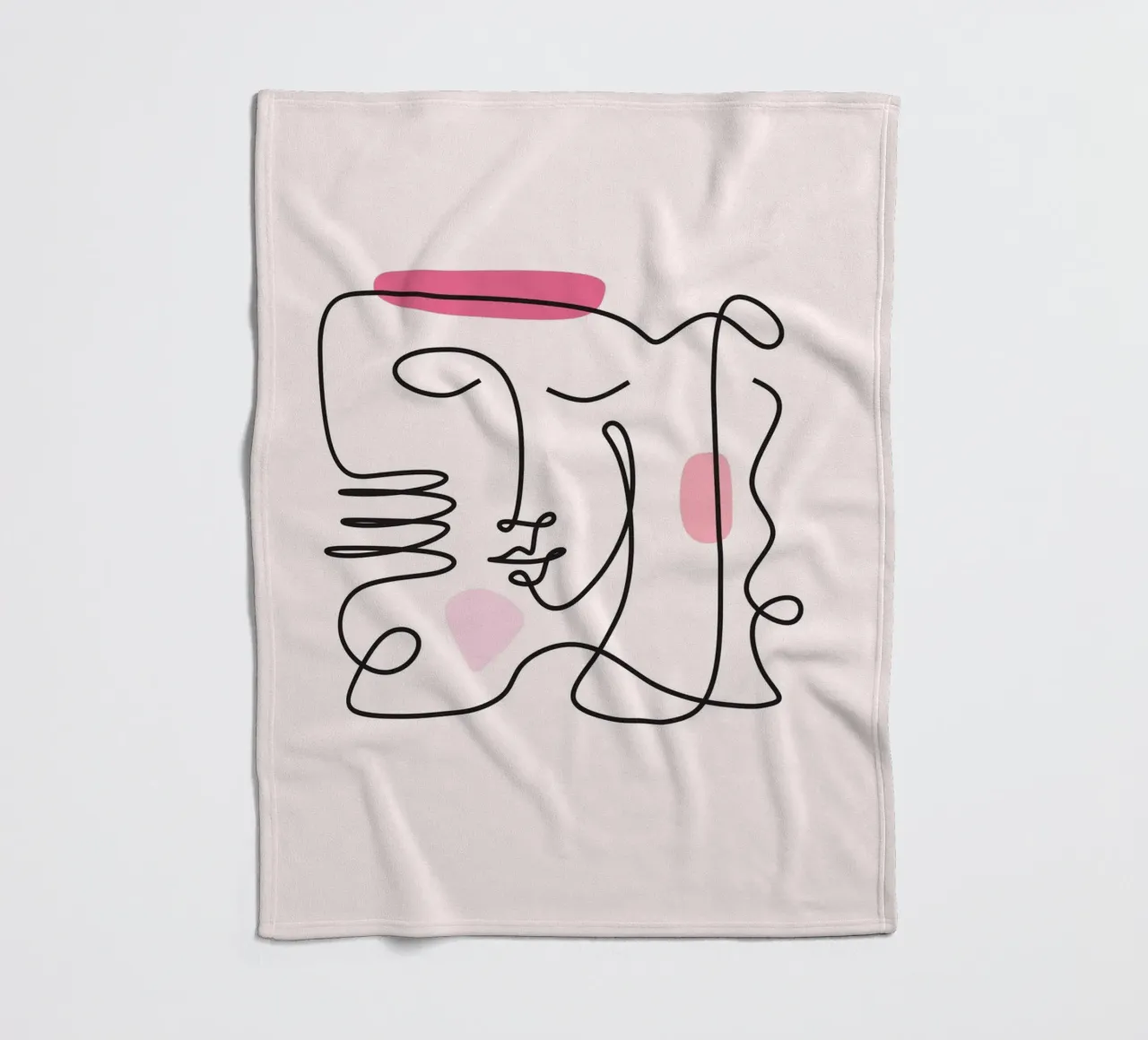Abstract Face Continuous Line Art Print fleece blanket by homdeco