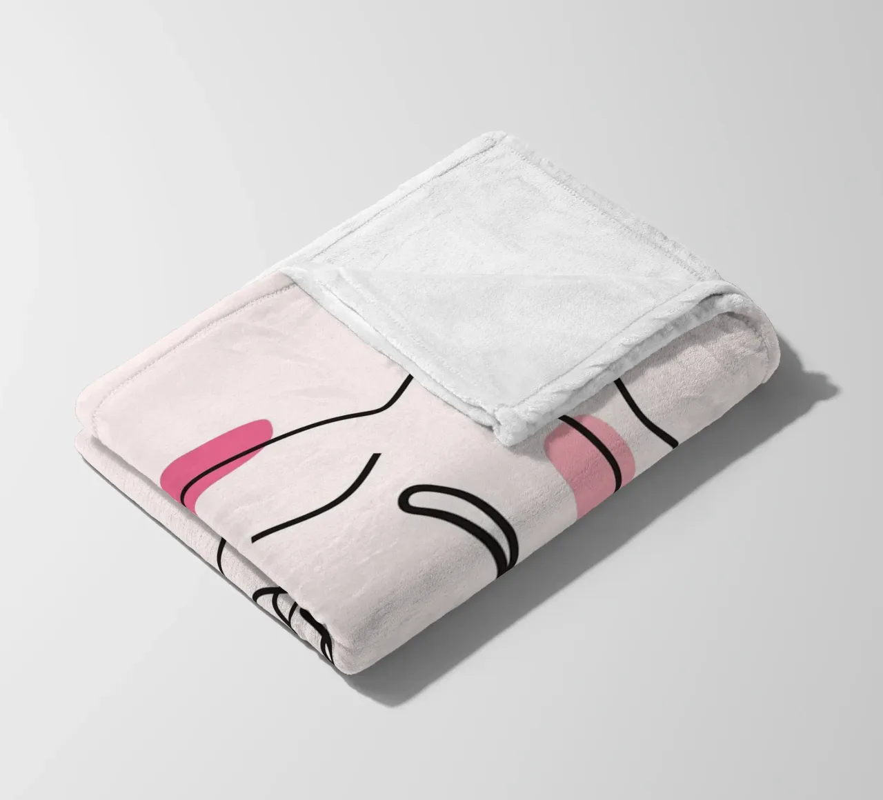 Abstract Face Continuous Line Art Print fleece blanket by homdeco