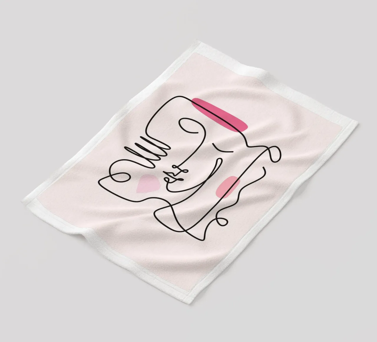 Abstract Face Continuous Line Art Print fleece blanket by homdeco