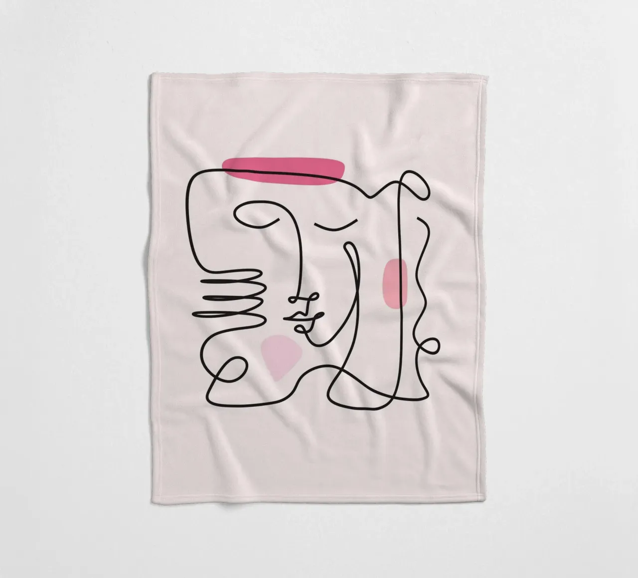 Abstract Face Continuous Line Art Print fleece blanket by homdeco