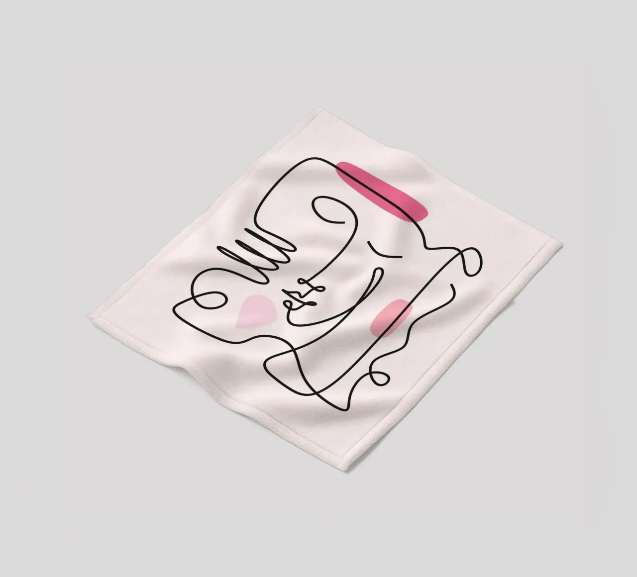 Abstract Face Continuous Line Art Print fleece blanket by homdeco