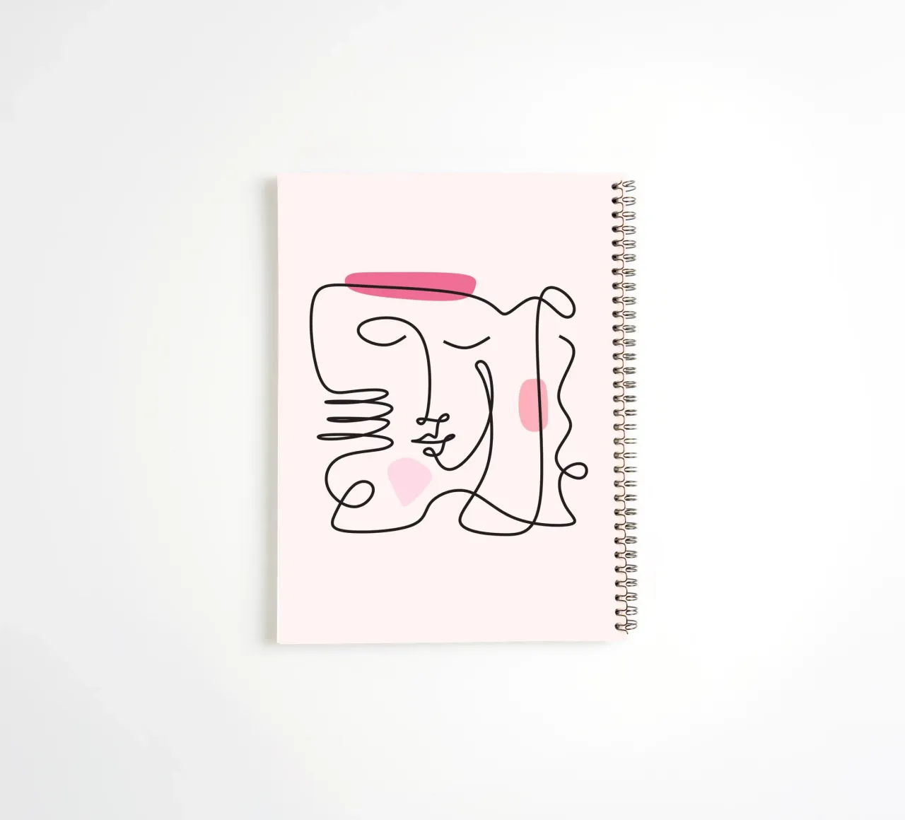 Abstract Face Continuous Line Art Print spiral notebook by homdeco