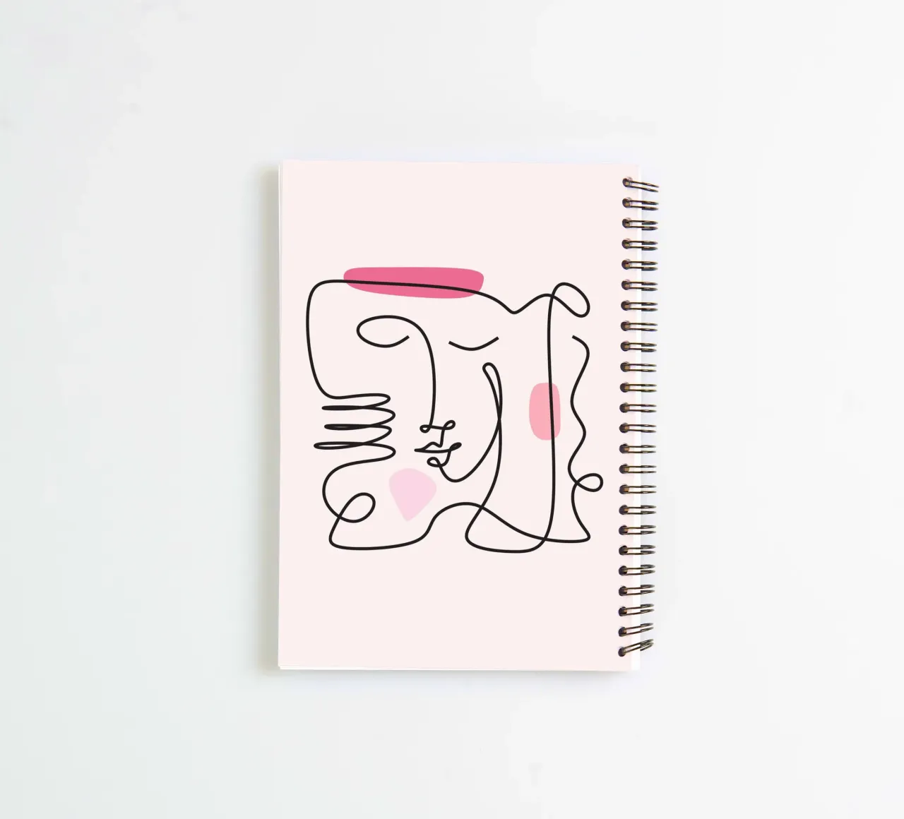Abstract Face Continuous Line Art Print spiral notebook by homdeco