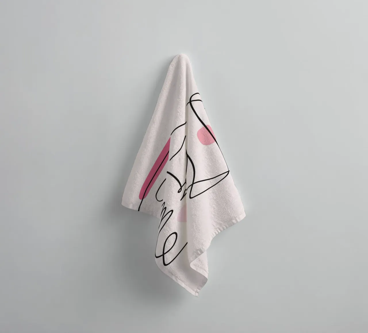 Abstract Face Continuous Line Art Print towel by homdeco