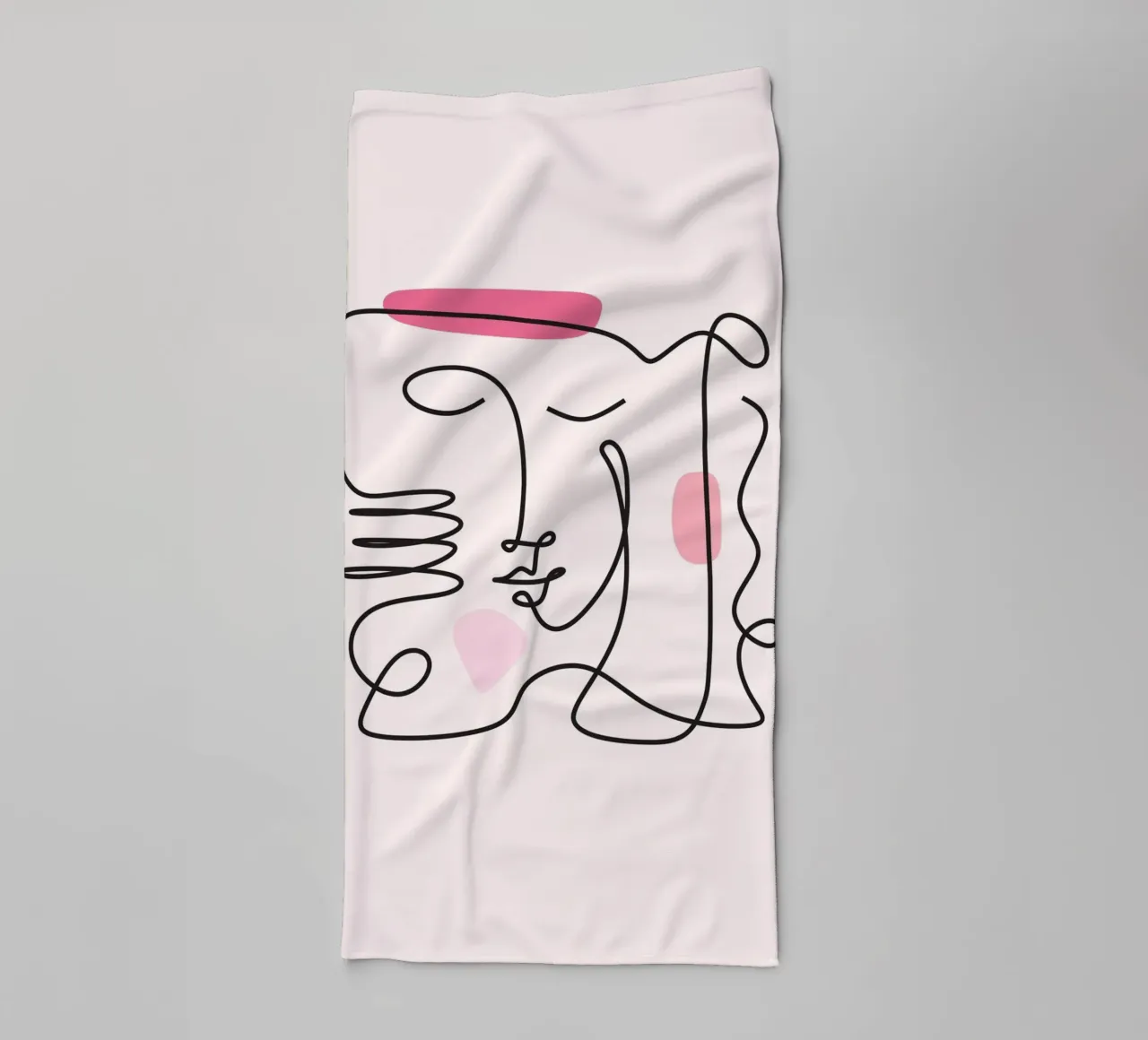 Abstract Face Continuous Line Art Print towel by homdeco