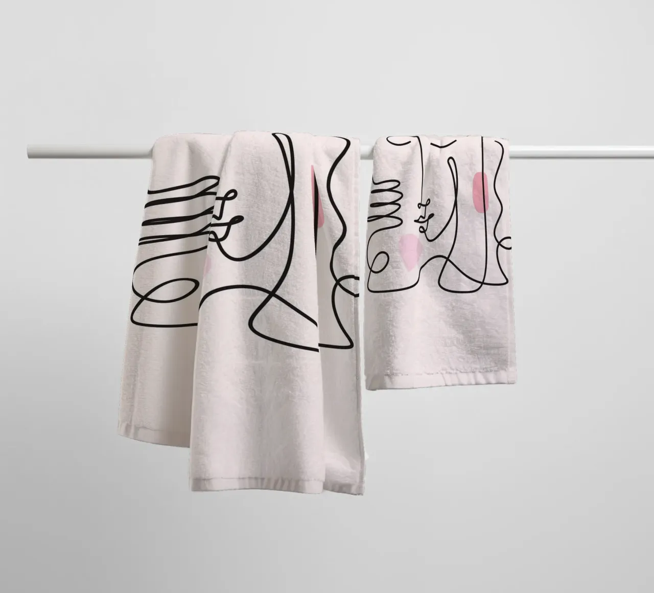 Abstract Face Continuous Line Art Print towel by homdeco