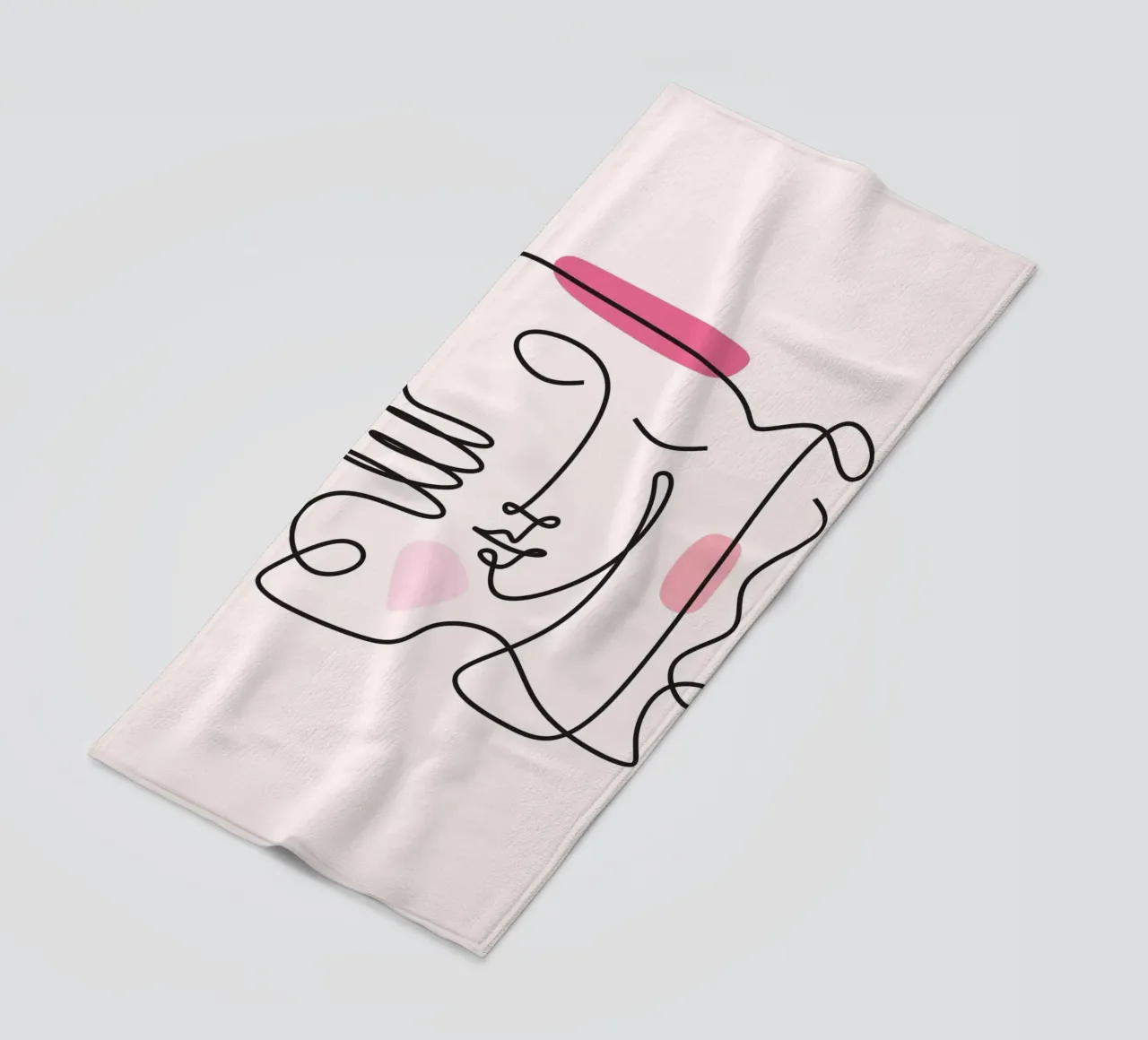 Abstract Face Continuous Line Art Print beach towel by homdeco