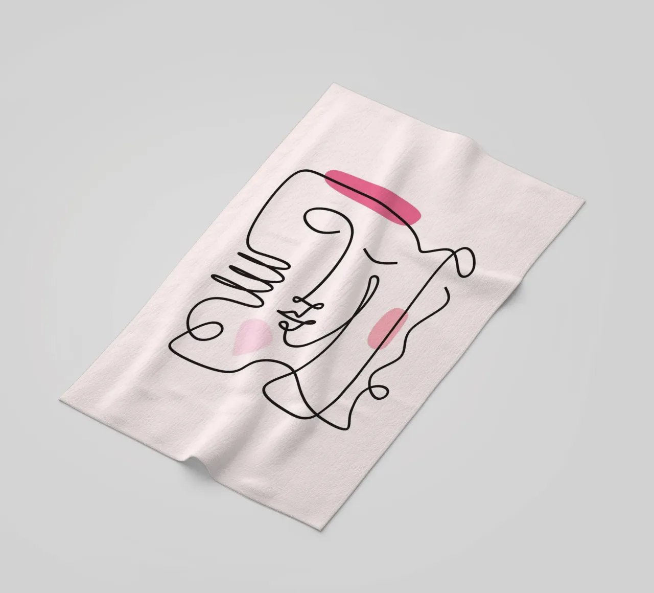 Abstract Face Continuous Line Art Print beach towel by homdeco