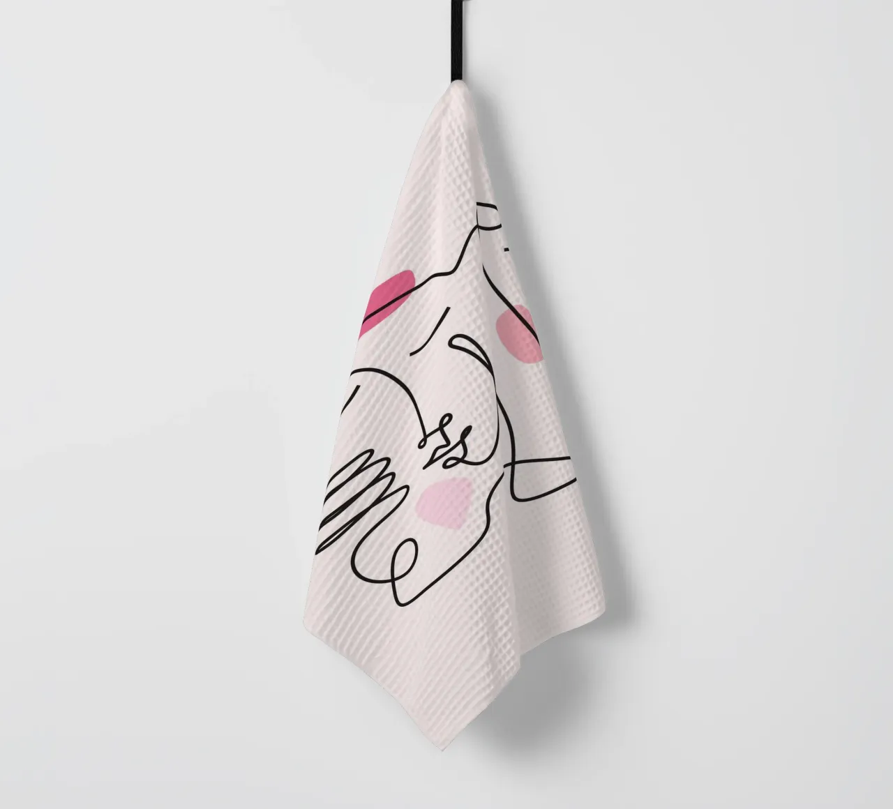 Abstract Face Continuous Line Art Print tea towel by homdeco