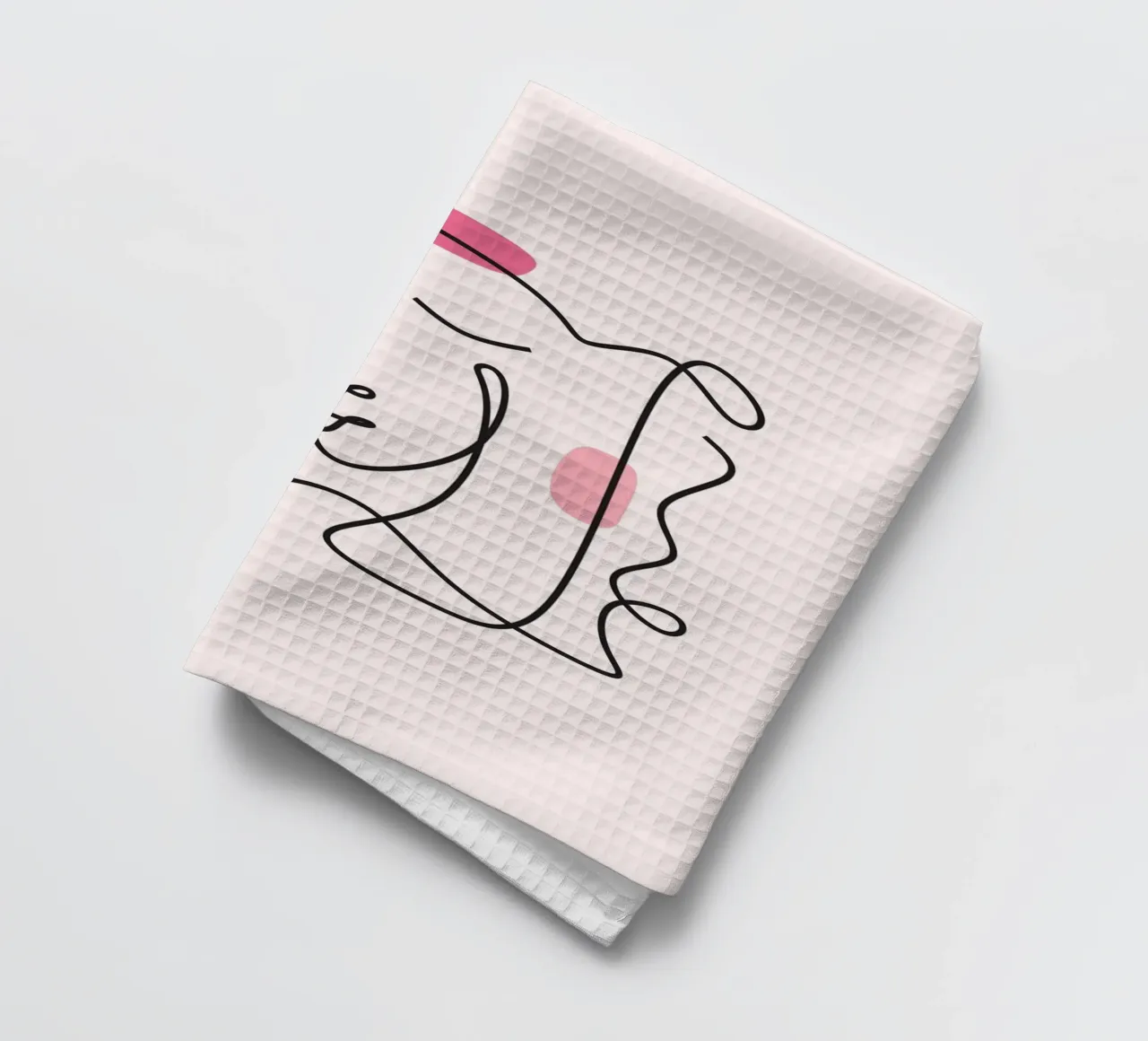 Abstract Face Continuous Line Art Print tea towel by homdeco