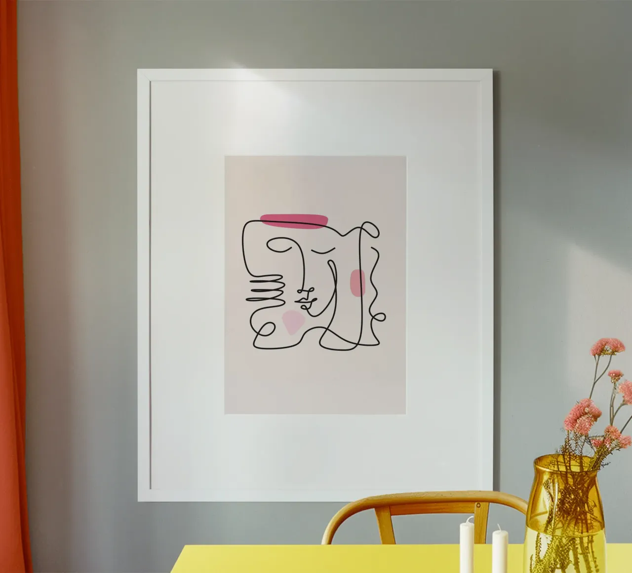 Abstract Face Continuous Line Art Print poster with aluminum frame by homdeco