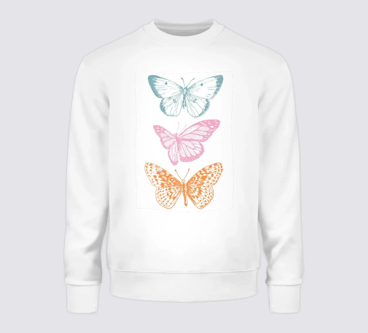 Three Vintage Butterflies Pastel Pop Art Print sweatshirt by homdeco