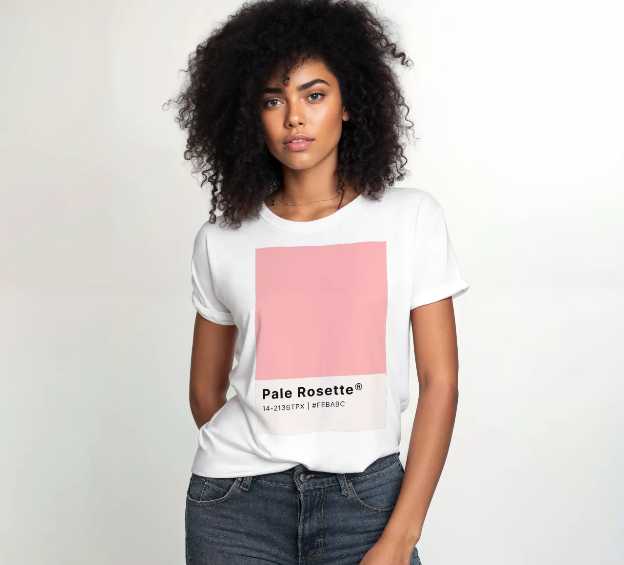 Pale Rosette Pantone Color Code Minimalist Print women's fitted t-shirt by homdeco